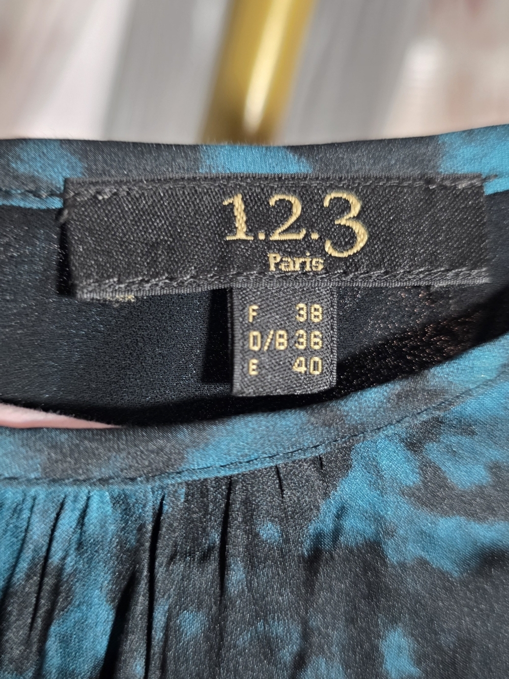 123 Paris Silk Sleeveless Teal and Black Maxi Dress Medium - Picture 2 of 9